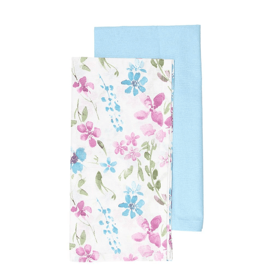 Lot de 2 torchons ligne Alma en coton bleu clair