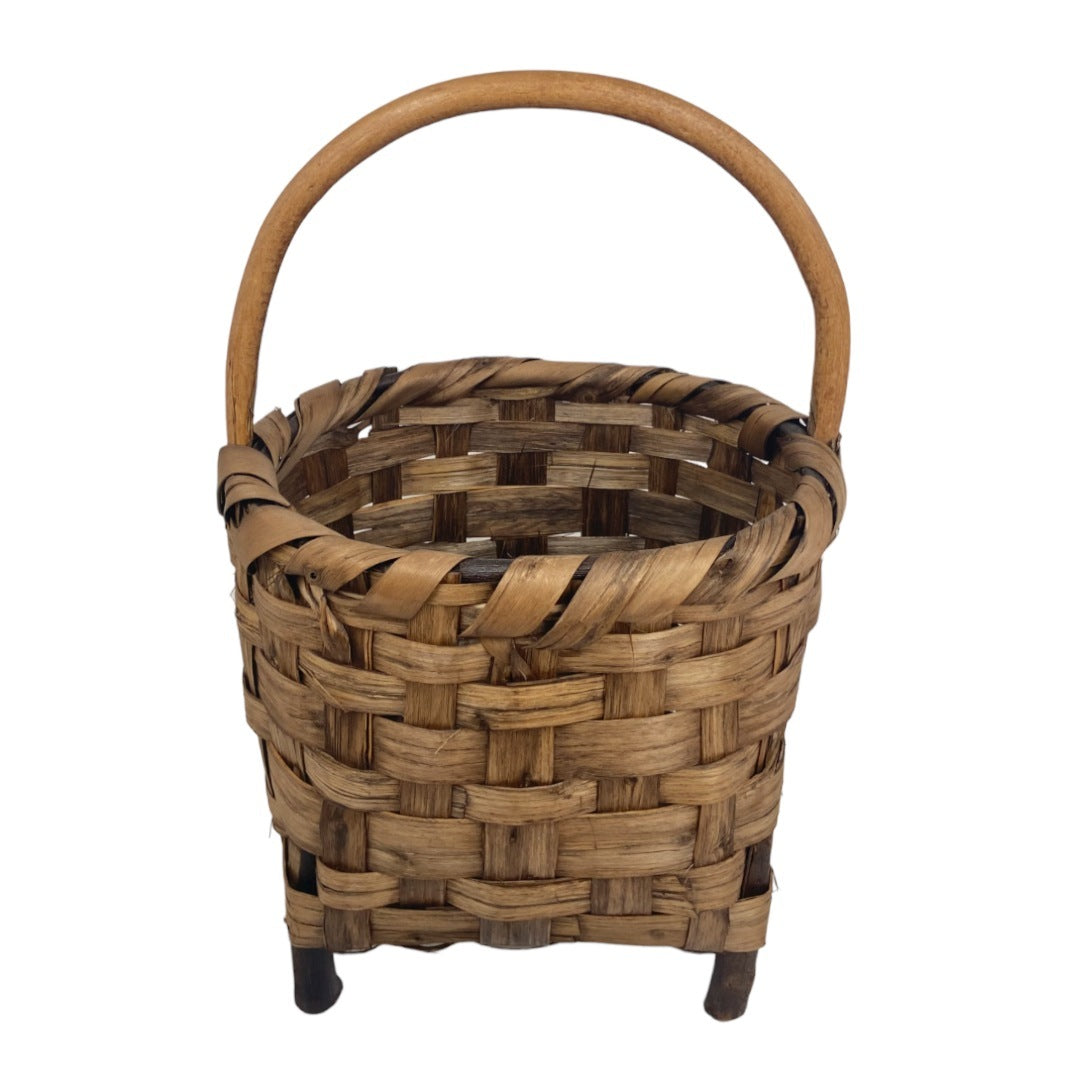 Panier en bois avec anse et pieds