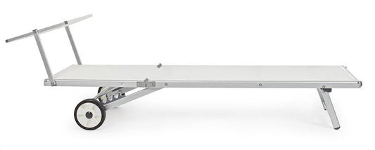 Bain de soleil pliant à roulettes, blanc 65P x 196L cm, hauteur d'assise : 32 cm