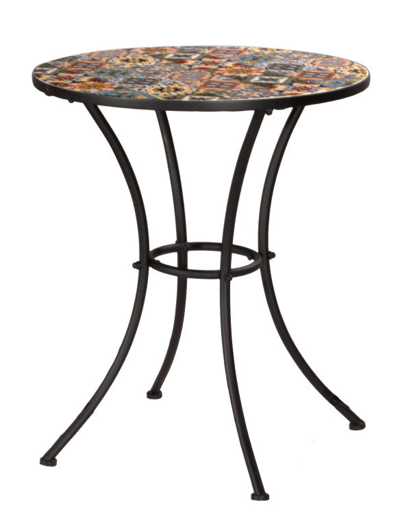 Table Basse Ronde Mosaïque de Fleurs - Ø 60 cm/H. 75 cm