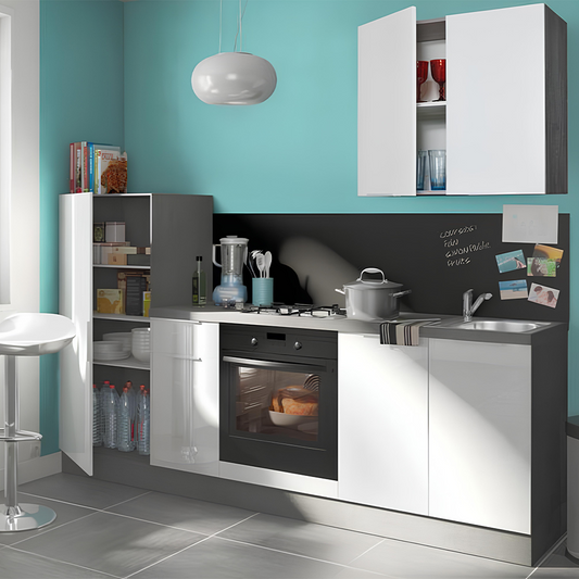 Cuisine Liana blanc - ciment longueur 180