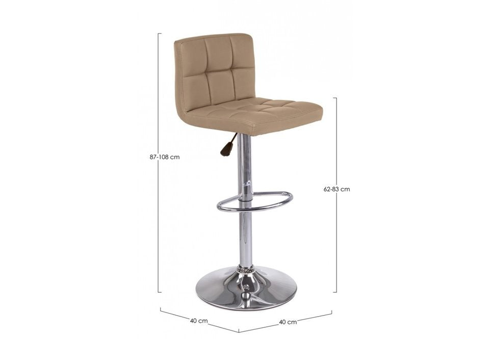Tabouret de bar réglable Memphis Tortora - Dimensions : 40a x 40b x 87/108h cm