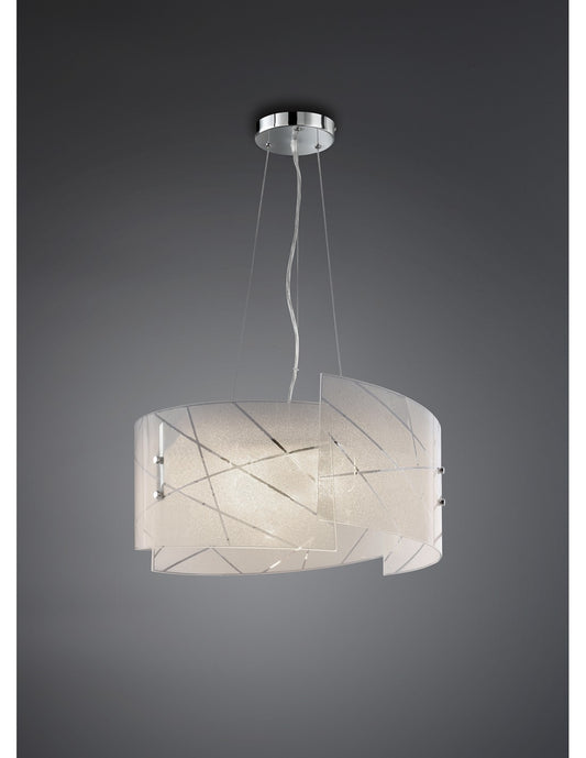Sandrina Suspension Verre Graniglia Blanc 3xE27 Ø50 cm Trio Lighting