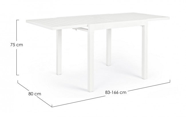 Table en aluminium enduit de poudre 83-166x80 blanc Yk11