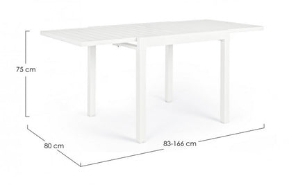 Table en aluminium enduit de poudre 83-166x80 blanc Yk11