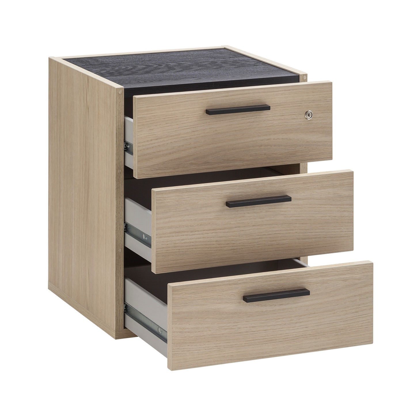 Commode basse avec 3 tiroirs et roulettes H61xL50xP47