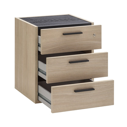 Commode basse avec 3 tiroirs et roulettes H61xL50xP47