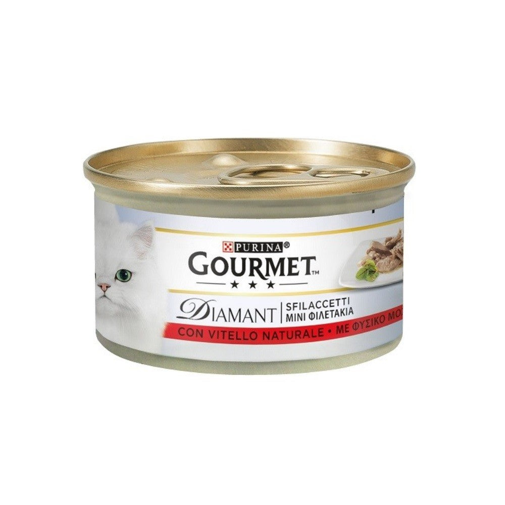 Viande effilochée Gourmet Diamant au veau Purina 85 grammes
