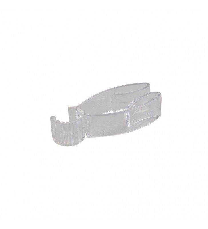 Crochet transparent pour tringles ou colonnes de douche