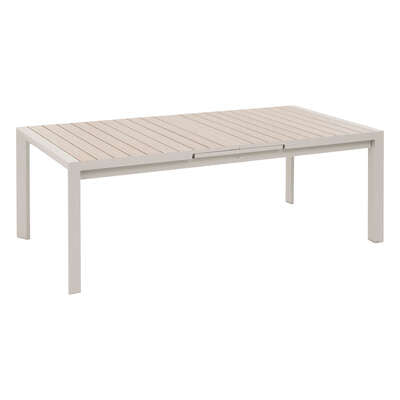 Table rectangulaire Evasion 10 places aluminium imprimé bois lin effet terre cuite 214x110x77 cm