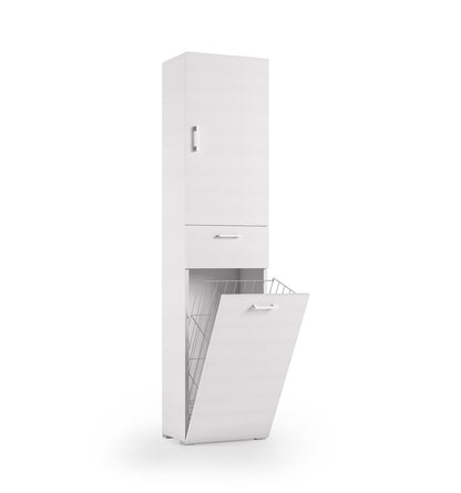 Armoire polyvalente avec panier à linge blanc avec poignées