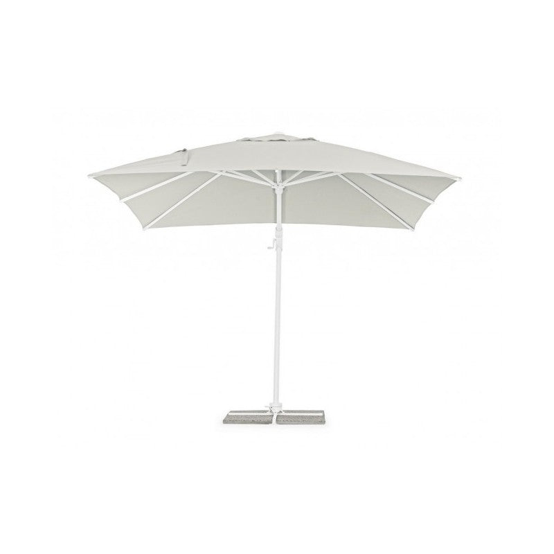 Parasol à Bras Eden 3x3 m - Blanc/ Bois Naturel