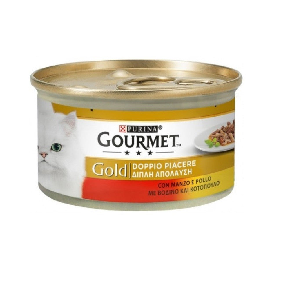 Gourmet Gold Double Plaisir au bœuf et au poulet Purina 85 grammes