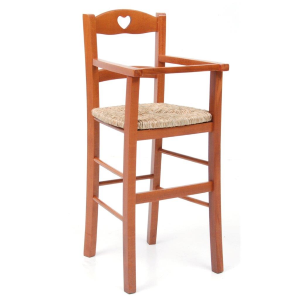 Chaise Enfant Cerisier - Chaise Enfant en Bois de Hêtre avec Dossier Courbé et Assise en Paille de Seigle - Dimensions : 37x36x(H87)cm