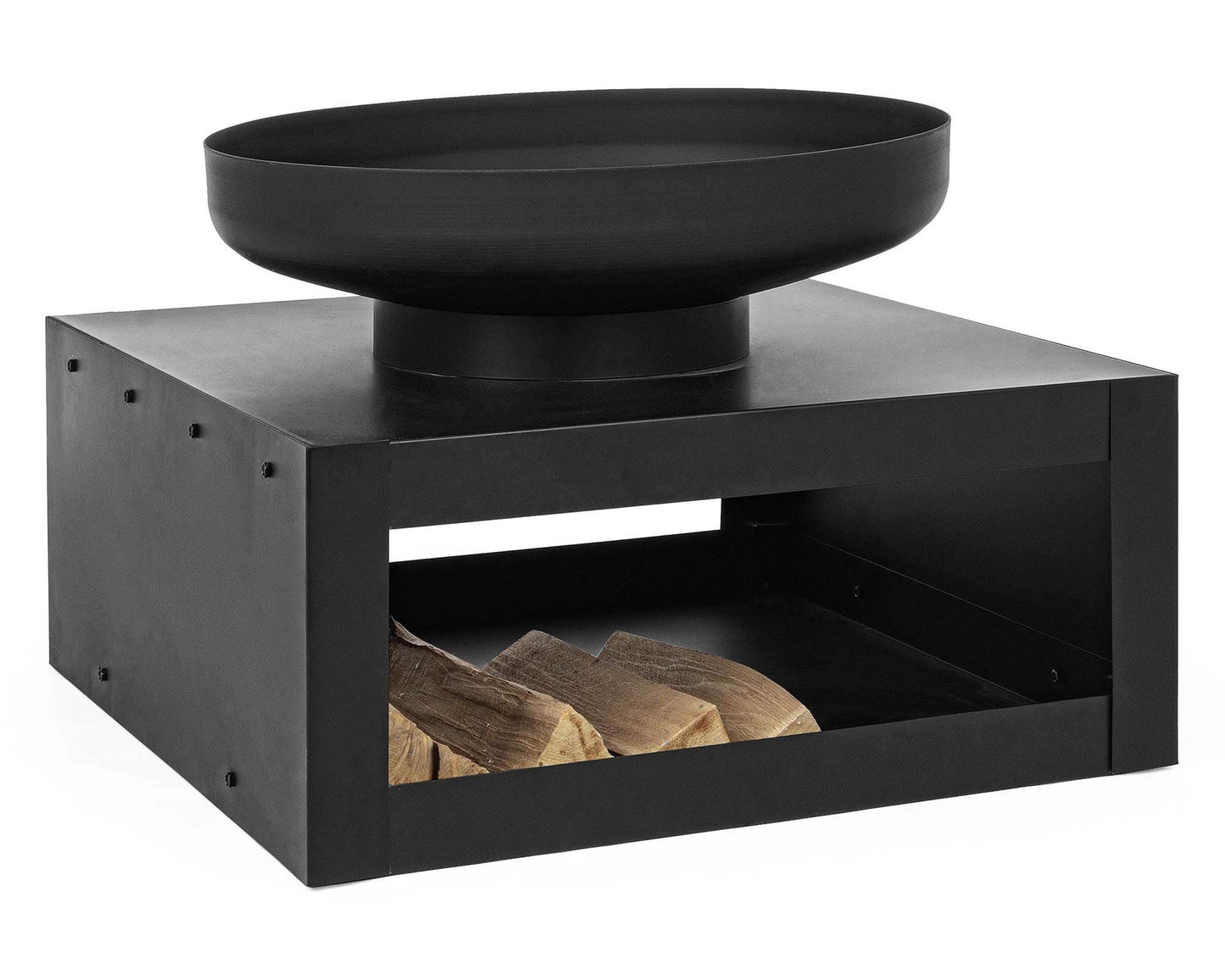 Brasero avec support à bois Efesto Noir 70x38h en Acier