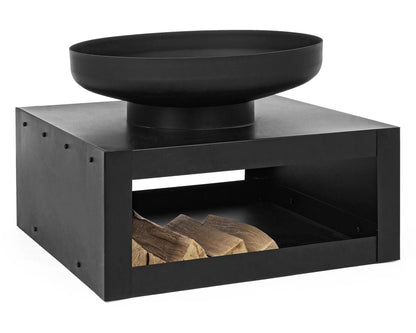 Brasero avec support à bois Efesto Noir 70x38h en Acier