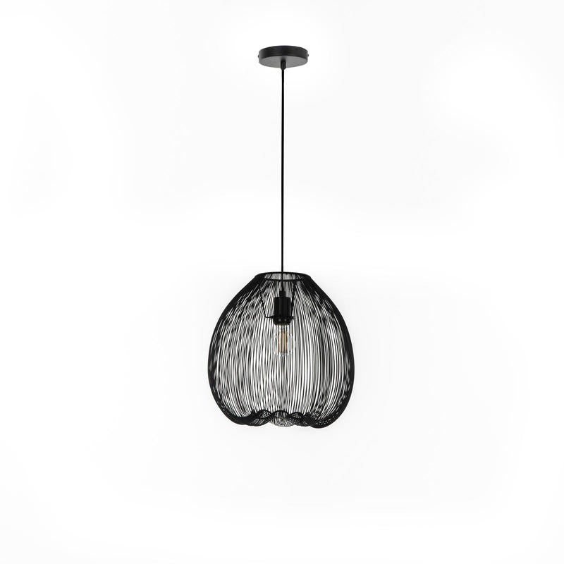 Lustre urbain moderne en métal noir 35 cm