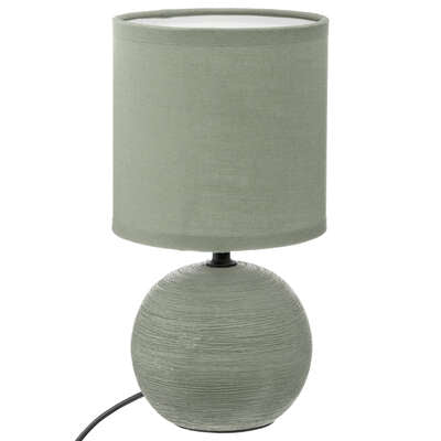 Lampe sphérique rayée Timeo, hauteur 25 cm, céramique kaki