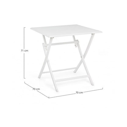 Table d'extérieur pliante en aluminium blanc ELIN 70x70x71H cm