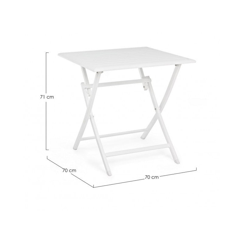 Table d'extérieur pliante en aluminium blanc ELIN 70x70x71H cm