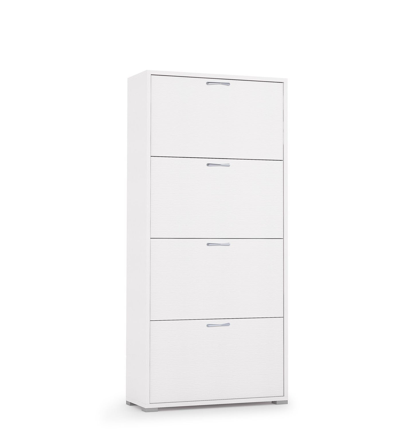 Meuble à Chaussures Double Profondeur 4 Portes Jusqu'à 18 Paires Blanc/Blanc