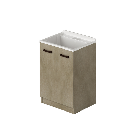 Meuble lavabo à linge 2 portes coloris Clay H86x61x50cm