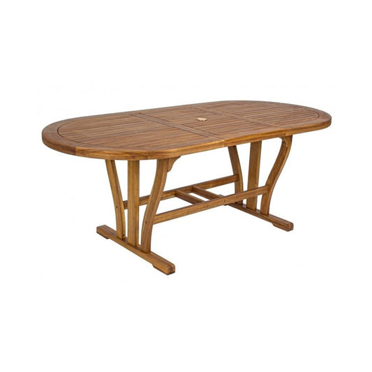 Table d'extérieur ovale extensible en bois d'acacia 150-200x90x74 cm