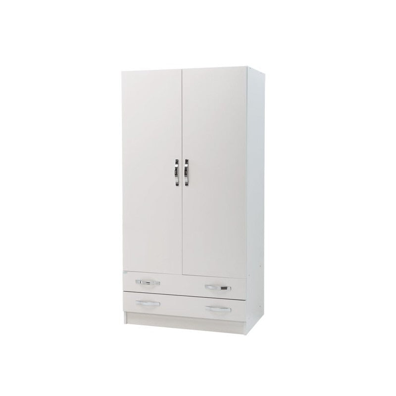 Armoire 2 portes avec tiroirs en Frêne Blanc 91x52xH 210 cm