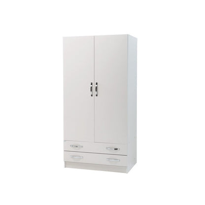 Armoire 2 portes avec tiroirs en Frêne Blanc 91x52xH 210 cm