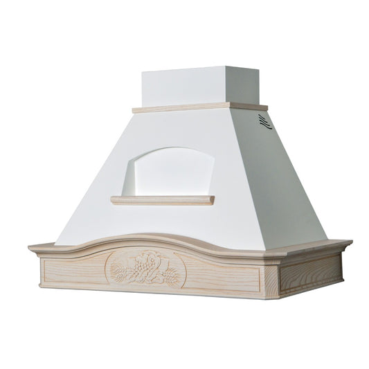 Hotte aspirante DESIRE/SOFIA en inox blanc et cadre en bois marqueté de 60 cm