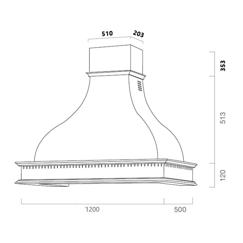 Hotte Cuisine Rustique Blanc FAMILY, Cadre En Bois Incrusté 120 cm