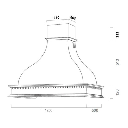 Hotte Cuisine Rustique Blanc FAMILY, Cadre En Bois Incrusté 120 cm