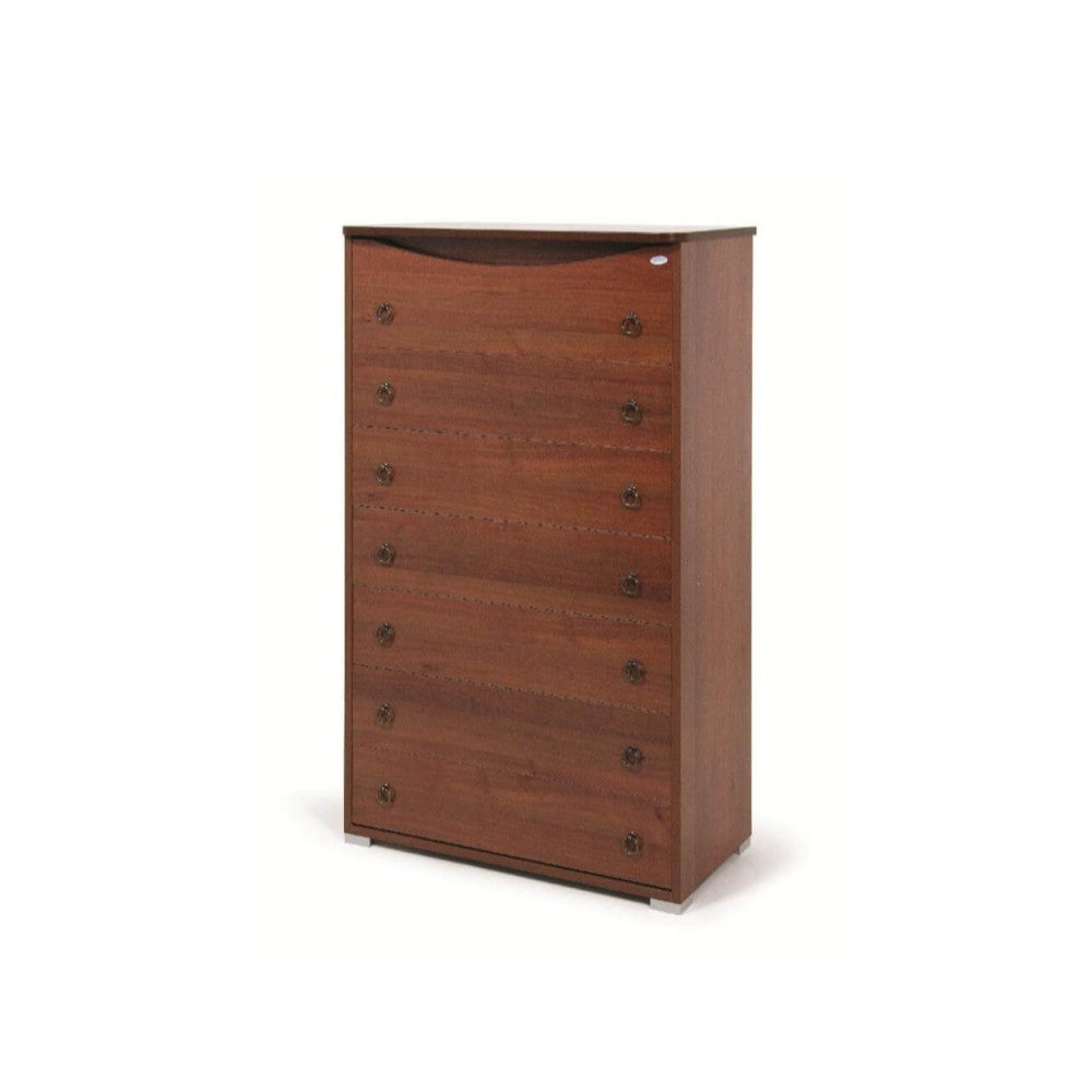 Commode ancienne en noyer en bois mélaminé avec 7 tiroirs H.127x76x41 cm