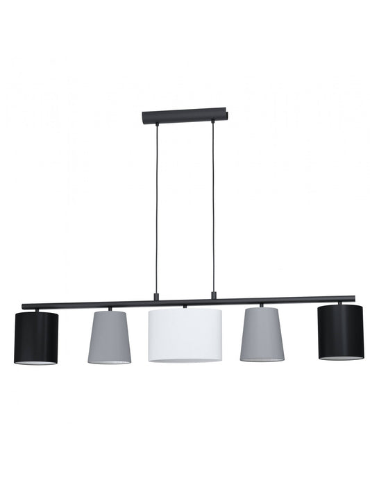 Lampe à suspension Almeida 5xE14 avec abat-jour en tissu multicolore assorti de L120 cm Eglo