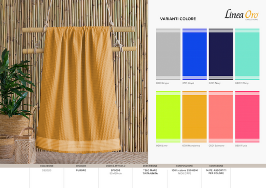 Serviette de plage unie couleur mandarine