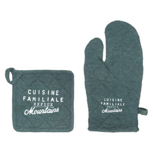 Gant et cache-pot Wilde de couleur bleu canard.