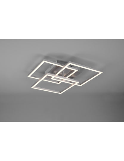 Plafonnier 3 Carrés Réglables Variateur LED Mobile Nickel Trio Lighting