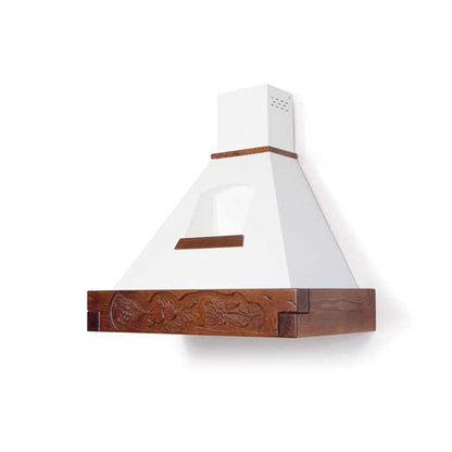 Hotte de cuisine rustique EPOQUE blanche avec cadre en bois de tabac 90 cm