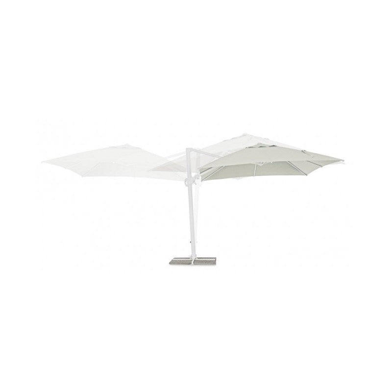 Parasol à Bras Eden 3x3 m - Blanc/ Bois Naturel