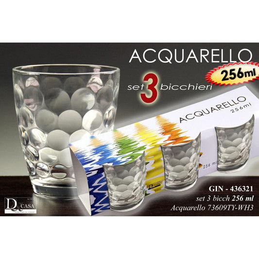 Lot de 3 verres Acquarello 256 ml