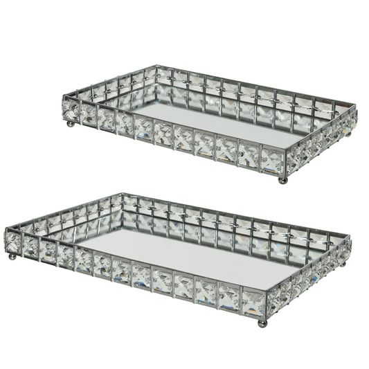 Plateau en verre et aluminium L23xP35xH4,5 cm