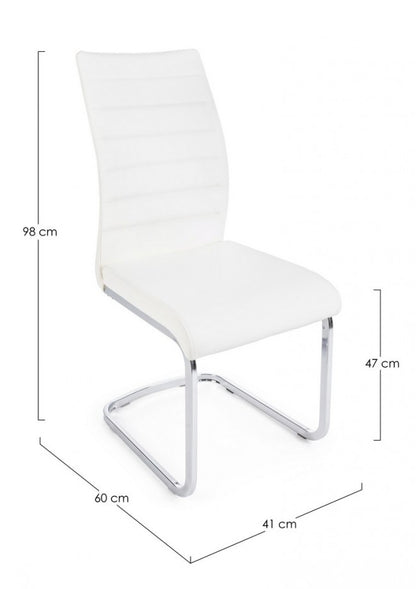 Chaise moderne rembourrée en similicuir blanc Myra