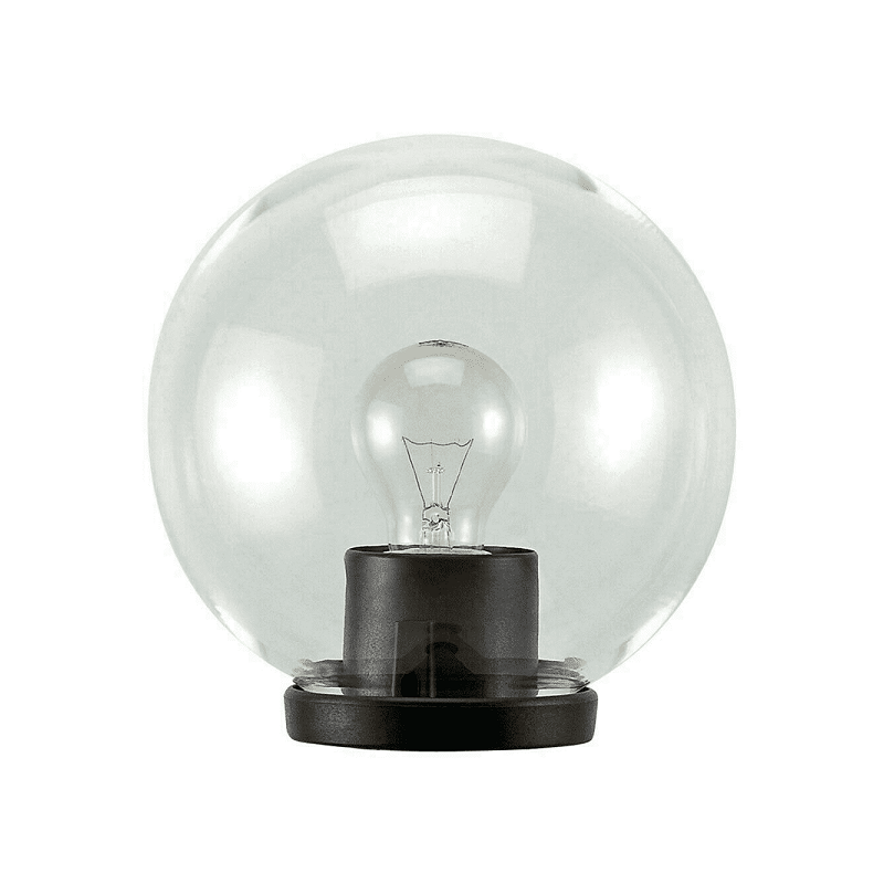 Lanterne tête de mât avec globe de 60 watts, diamètre 30 cm, couleur noire et sphère transparente.