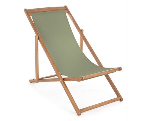 Chaise longue Noemi Vert Mousse en bois d'acacia et polyester