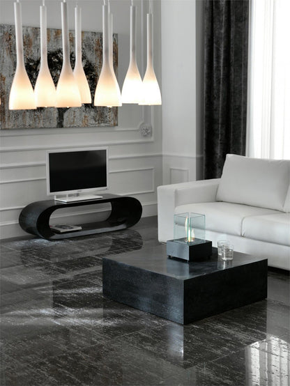 Table basse moderne en pierre noire 80 x 80 xh 28 cm