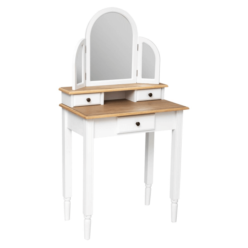 Console de maquillage avec miroir blanc 129x66,5x39,5h cm