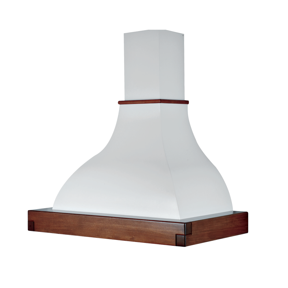 Hotte de cuisine rustique blanche LALLA 120 cm avec cadre en bois de tabac