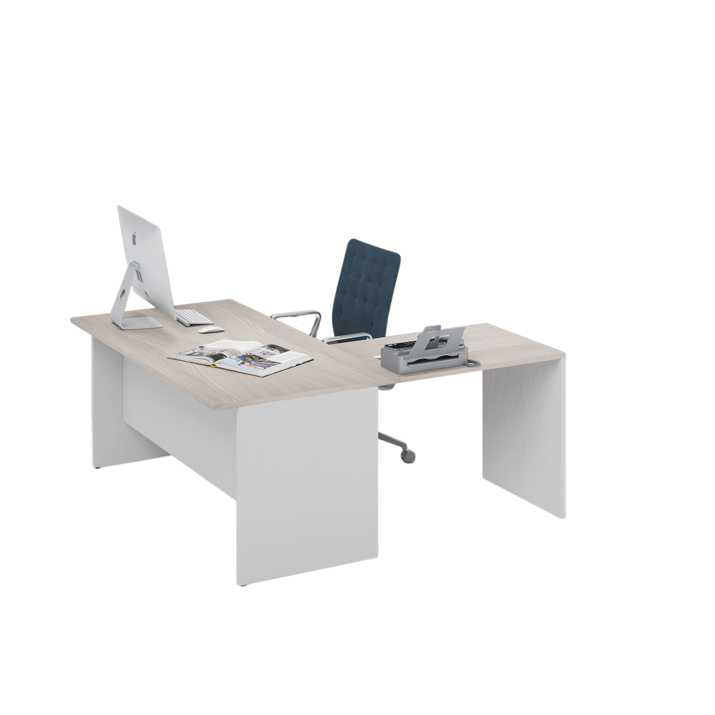 Bureau d'angle réversible coloris Olmo H74x160x160cm
