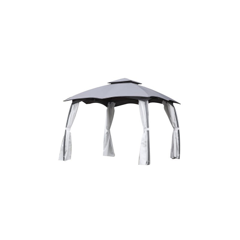 Gazebo en Acier Louisiana 3x3 m avec Double Toit et Rideaux Latéraux