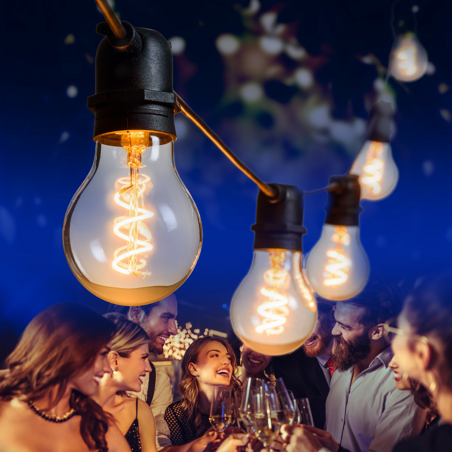 Lumière de fête 36V 10 A60 E27 Filament en spirale LED 4+5m Lumières de Noël